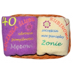 KOSZYK RĘCZNIKÓW NA 40 ROCZNICĘ ŚLUBU 140x70